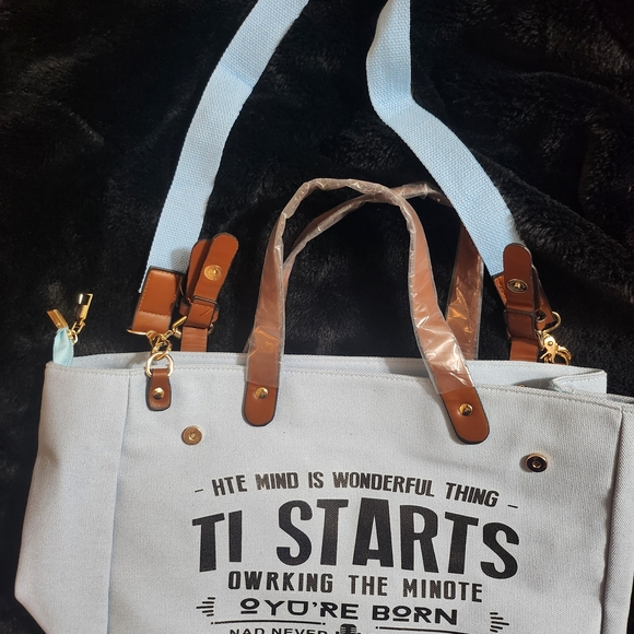 Chic Canvas Tote with Leather Accents - Picture 5 of 5